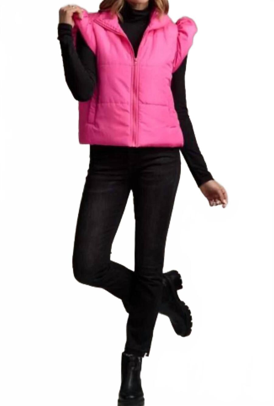 NEW MUDPIE lile ruffle quilted vest in pink